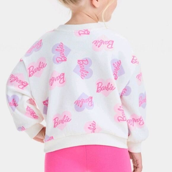 Nwt Toddler Girl's Fleece Barbie Valentine's Easter Spring Sweatshirt - Picture 3 of 6